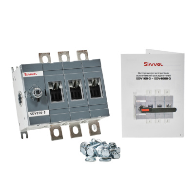 SDV250-3 | Выключатель-разъединитель, 250 А, 3Р, видимый разрыв, без ручки, Sinvel