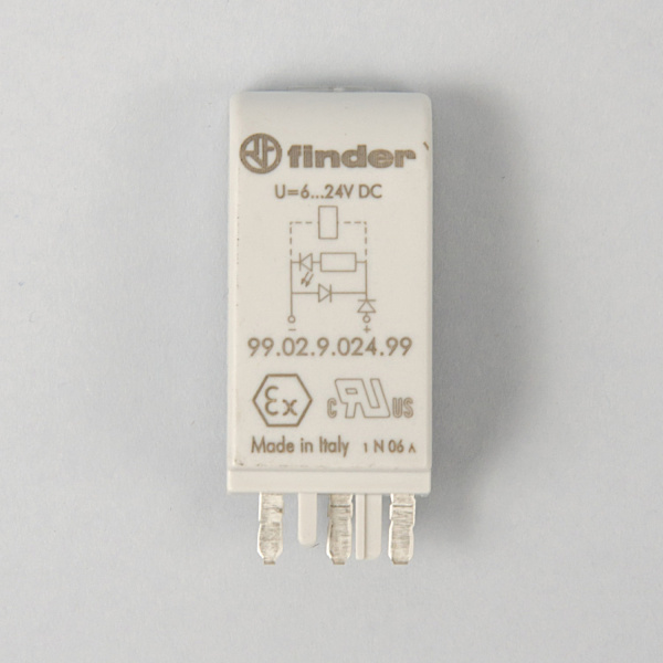 9902902499 | Зеленый LED + диод (+ A1); 6...24В DC, Finder