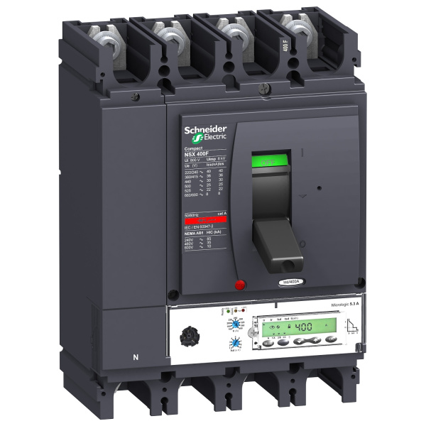 LV433627 | Автоматический выключатель NSX400HB1 Micrologic 5.3E 4P3d 400A 75/85кА, Schneider Electric