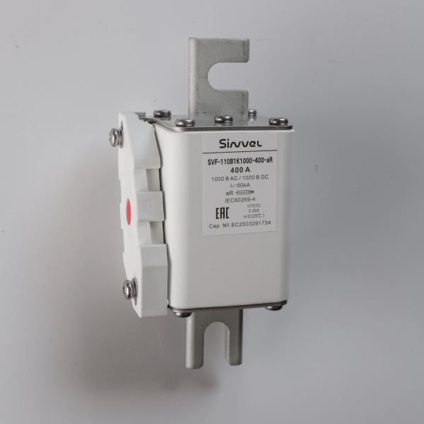 SVF-110B1K1000-400-aR | Предохранитель, 400 А, 1000 В DC / 1000 В AC, aR, ножи под болт, габ 1, монт расст 110 мм, Sinvel 