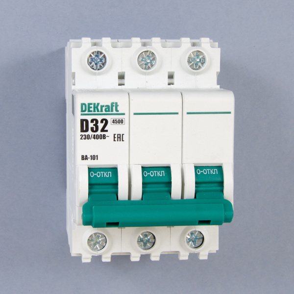 11129DEK | Автоматический выключатель ВА-101 3P 32А D 4.5кА, Dekraft