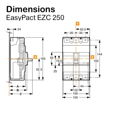 EZC250N3100 | Автоматический выключатель EZC250N TM-D 3P3d 100А 25кА, Schneider Electric