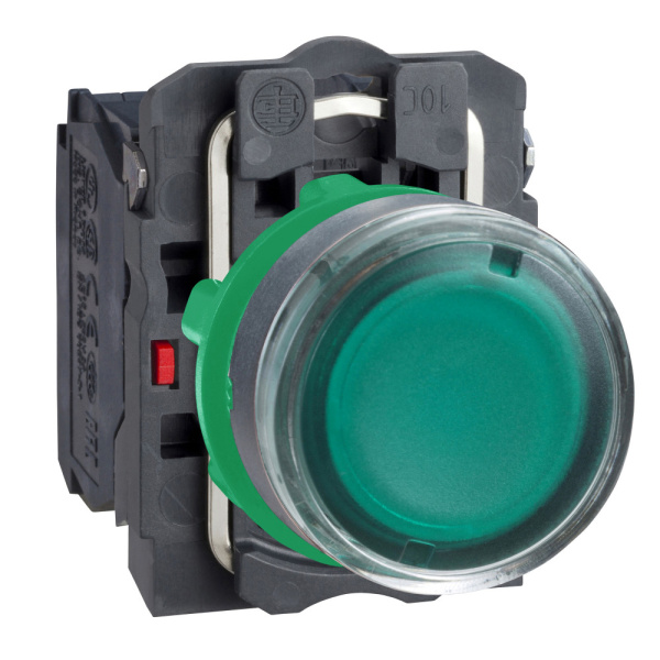 XB5AW3365 | Кнопка с подсветкой 250В AC, с возвратом, 1НО+1НЗ, зелёная, Schneider Electric