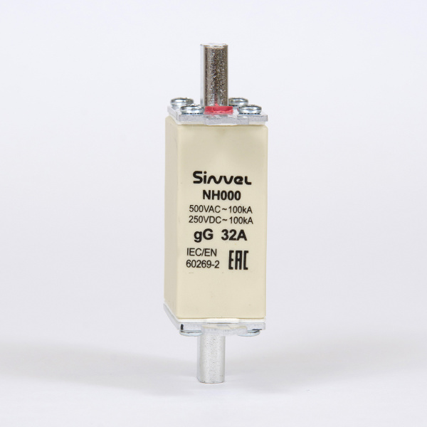 FNH000S-32 | Предохранитель 32 A, габарит 000, gG, 500 B AC/ 250 B DC, боёк, Sinvel 