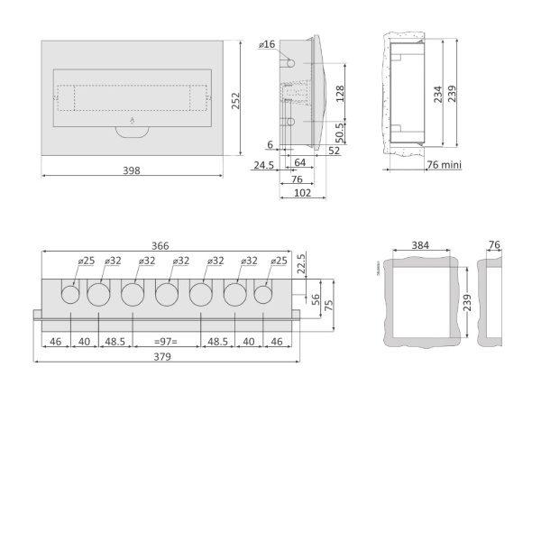 EZ9E118S2FRU | City9 Box корпус встраиваемый с проз. дв. 1ряд/18мод, Systeme Electric
