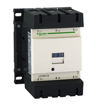LC1D115V7 | Контактор, серия Tesys D, 3P, 115 А, AC3, 1 НО +1 НЗ, 400В AC, Под винт, Schneider Electric