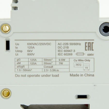 SV125-2S | Модульный ПВР, 125 А, 2Р, для 22х58мм, LED, 690 B AC/ 250 B DC, Sinvel 