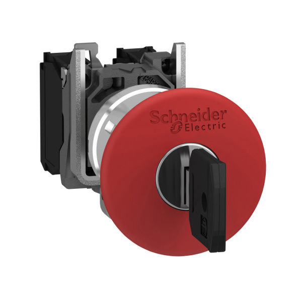 XB4BS9442 | Аварийная кнопка без подсветки возврат ключом, красная, 1НО+1НЗ, Schneider Electric