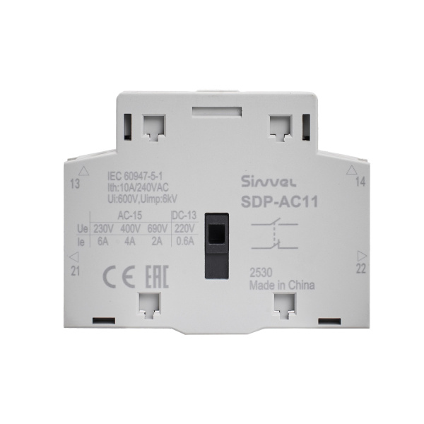 SDP-AC11-DM | Дополнительный контакт 1НО+1НЗ, для SDP…-3P-DM, Sinvel