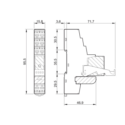 48P582300060SPA | Интерфейсное реле клеммы Push-in, серия 48, 230В AC, 8А, 2ПК, Finder