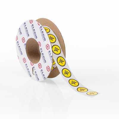 11701517 | Маркировочная наклейка круглая NPP-15/1-ZZ, знак "Заземление", желтый (рулон 1000 шт.), Elegir 