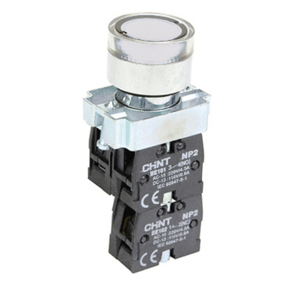 575724 | Кнопка управления NP2-BW3165 плоская, белая, 1НО+1НЗ, AC/DC230В (LED), IP40, Chint