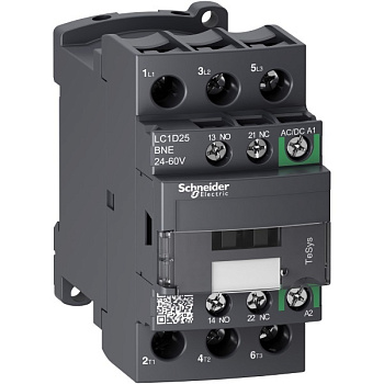 LC1D25EHE | Контактор, серия Tesys D Green, 3P, 25 А, AC3, 1 НО +1 НЗ, 48-130В AC/DC, Schneider Electric