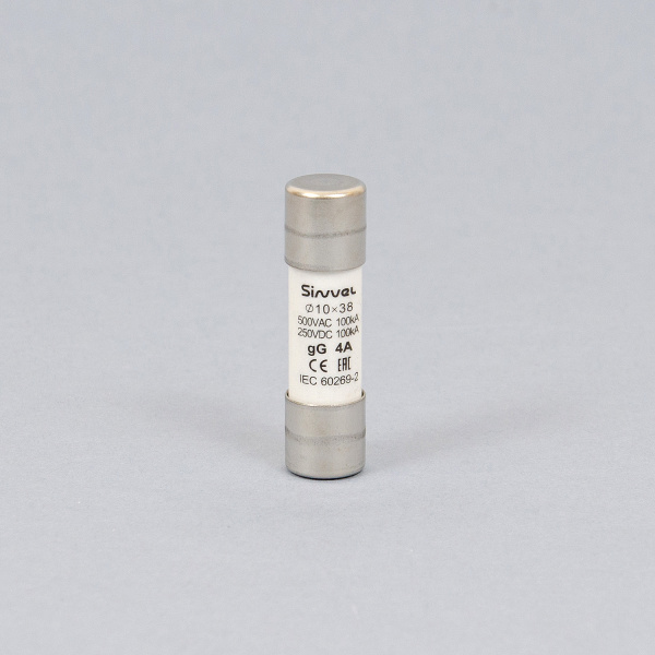 SV1038-4 | Плавкая вставка 4 А, gG, 10х38 мм, 500 В АС/ 250 B DC, Sinvel 