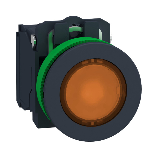 XB5FW35B5 | Кнопка с подсветкой 24В AC/DC, с возвратом, 1НО+1НЗ, жёлтая, Schneider Electric