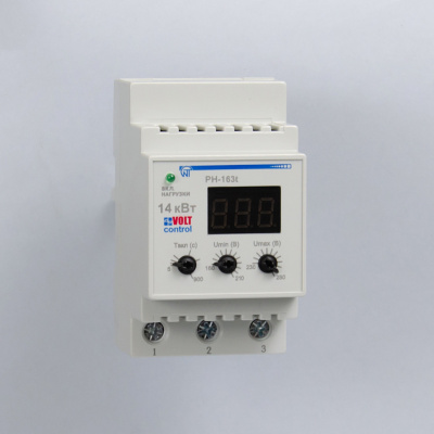 РН-163t | Реле напряжения 63А 220В с вольтметром и термозащитой, Новатек