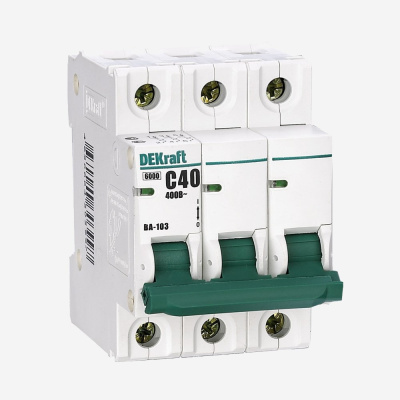 12152DEK | Автоматический выключатель ВА-103, 3P, 10А, кривая D, 6кА, Dekraft