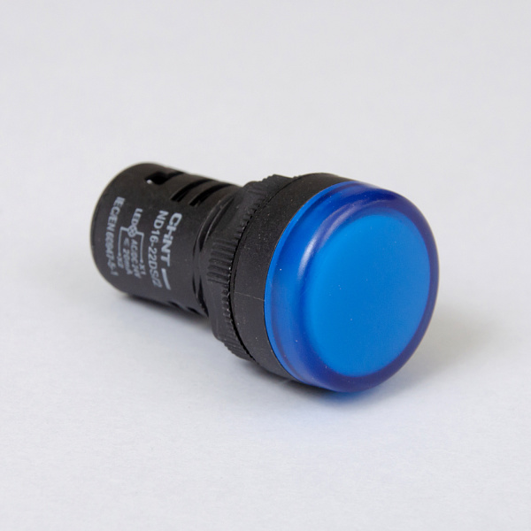 593152 | Индикатор ND16-22DS/4 укороченный корпус, встроенный конденсатор, синий 230В АС, Chint