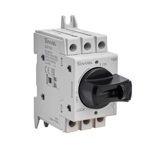 SDP16-3 | Выключатель-разъединитель, 16 А, 3Р, ручка прямого монтажа с блокировкой, Sinvel