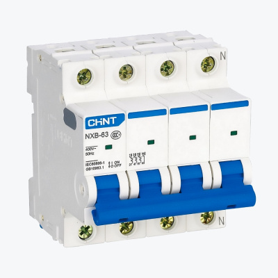 813901 | Автоматический выключатель NXB-63H 4P 40А 10кА характеристика B, Chint