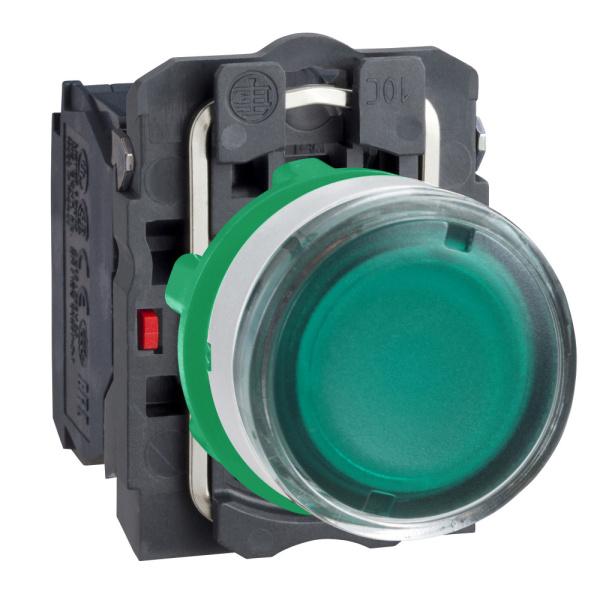 XB5AW33M5C1 | Кнопка с подсветкой 230В AC, с возвратом, 1НО+1НЗ, зелёная, C1, Schneider Electric