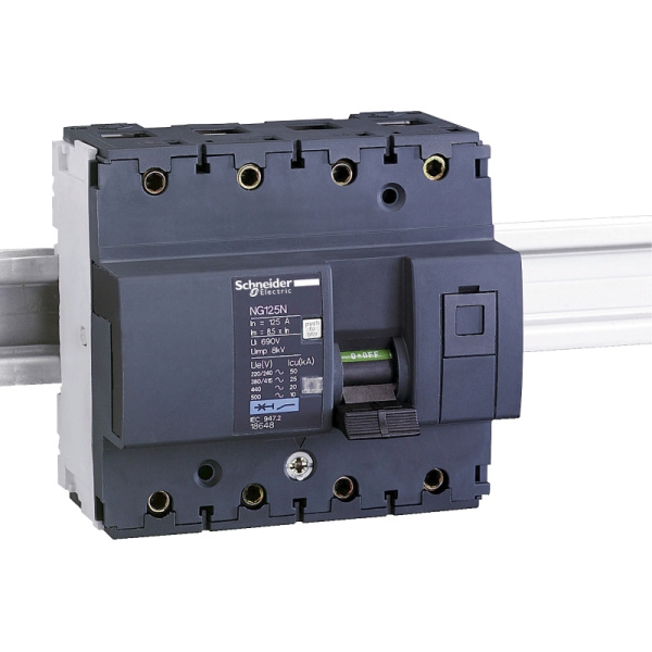 18648 | Автоматический выключатель, серия NG125 N, 3p+N, 125А, кривая C, 25кА, Schneider Electric
