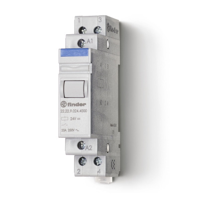 222280244000 | Моностабильное реле, серия 22, 2НО, 20 А, управление 24В AC, Finder