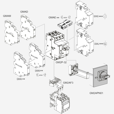 GMAD1001 | КОНТАКТ СИГН.АВАР.ОТКЛ. НО + ДОП.КОНТ. НЗ GM2/GM3 (GVAD1001), Systeme Electric