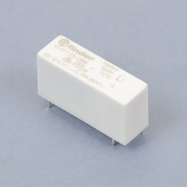 434170122000 | Миниатюрное реле, серия 43, 12В DC чувств., 10А, 1CO, Finder