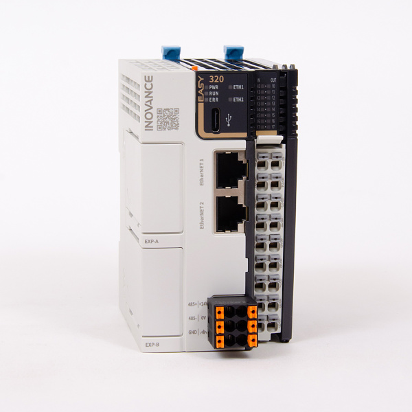 Easy320-0808TN | ПЛК Easy320, 8 входов PNP/NPN, 8 выходов NPN, 1x RS485, 2x EtherNET, 1x USB, 5 сервоосей  , Inovance