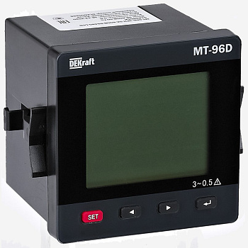 50430DEK | Мультиметр цифровой 96х96мм трехфазный, вход 100В 5А, RS485, LCD-дисплей МТ-96D, Dekraft