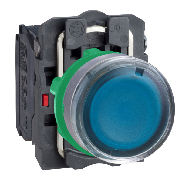 XB5AW36M5C0 | Кнопка с подсветкой 230В AC, с возвратом, 1НО+1НЗ, синяя, C0, Schneider Electric
