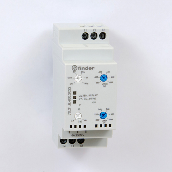 703184002022 | Трехфазное реле напряжения 70.31 функции: чередования и обрыва фаз, Finder