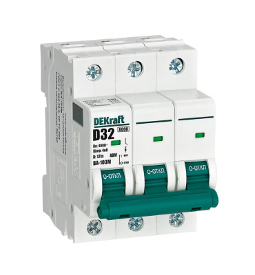 12559DEK | Автоматический выключатель ВА-103М 3P 32А D 6кА без теплозащиты, Dekraft
