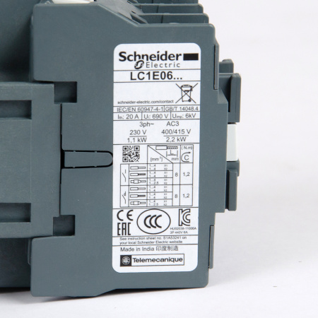 LC1E0610M5 | Контактор, серия EasyPact TVS, 3P, 6А, 1НО, управление 220В AC, Schneider Electric