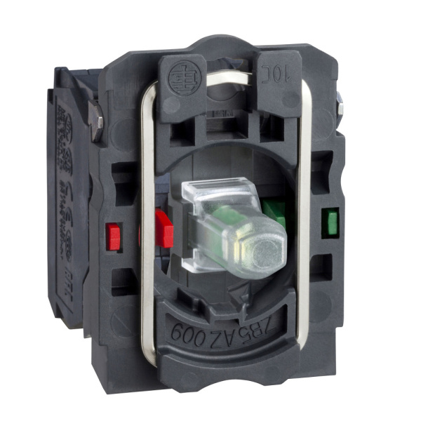 ZB5AW0G35 | Корпус кнопки с подсветкой, 110В AC, зелёная, 1НО+1НЗ, Schneider Electric