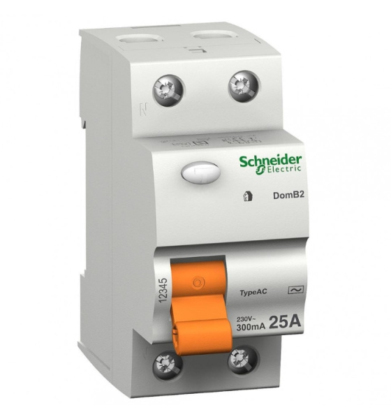  | УЗО, серия Домовой ВД63, 1p+N, 25А, 30мА, тип AC, Schneider Electric