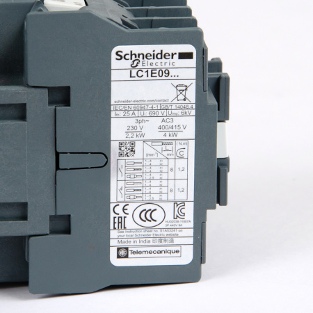 LC1E0910M5 | Контактор, серия EasyPact TVS, 3P, 9А, 1НО, управление 220В AC, Schneider Electric