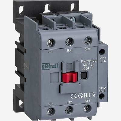 22024DEK | Контактор 65А 380В/400В АС3 АС4 1НО+1НЗ КМ-102, Dekraft