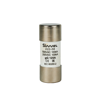 SV2258-125 | Плавкая вставка 125 А, gG, 22х58 мм, 500 В АС/ 250 B DC, Sinvel 