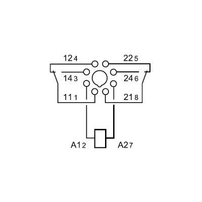 601290120070 | Октальное реле в розетку серии 60.12, управление 12В DC, контакты AgNi 2CO 10А, Finder