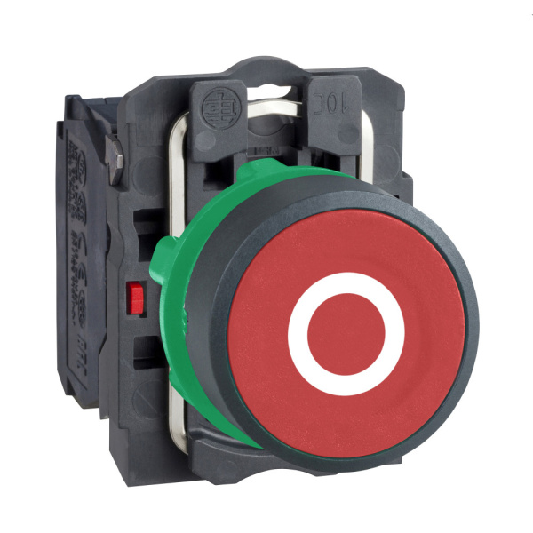 XB5AA4322 | Кнопка без подсветки, с возвратом, 1НЗ, красная, маркировка "O", Schneider Electric