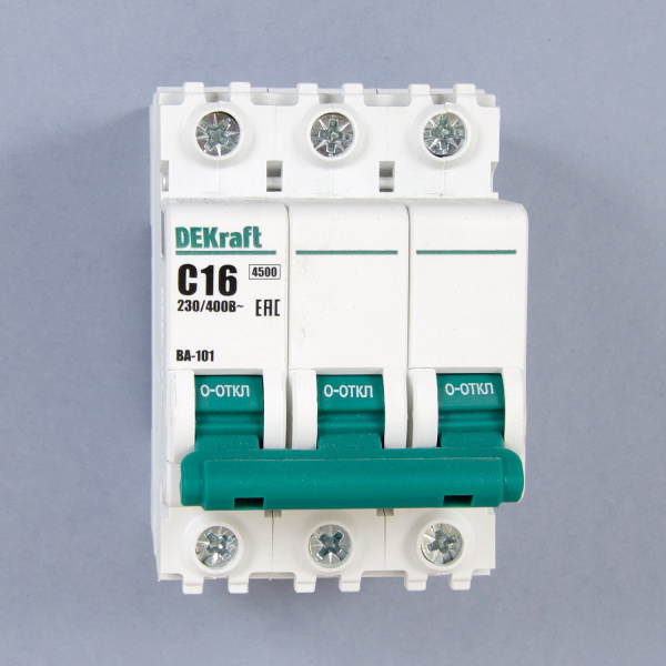 11078DEK | Автоматический выключатель ВА-101 3P 16А C 4.5кА, Dekraft