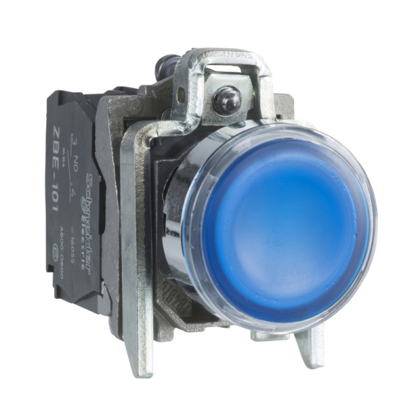 XB4BW36B5 | Кнопка с подсветкой 24В AC/DC с возвратом, синяя, 1НО+1НЗ, Schneider Electric