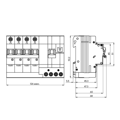 MDV63-42C25-A | АВДТ YON MDV63 3P+N 25A C 30mA 6kA тип A, DKC