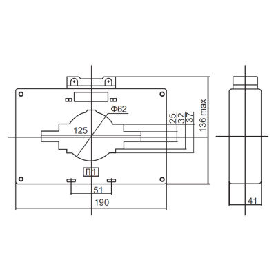 50125DEK | Трансформатор тока ТШП-0,66 0,5S 1500/5 15ВА, диаметр 120мм, Dekraft