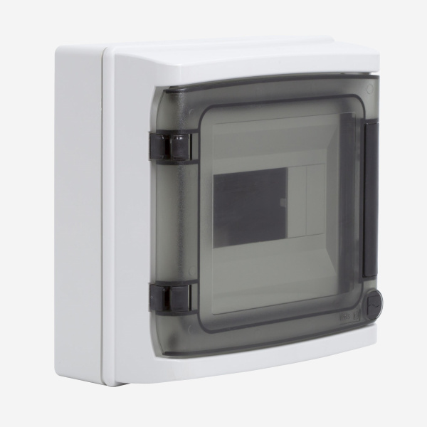 DKC RB08W6TGD Щиток настенный с дверцей 8 мод.,IP65, серый, с клеммным блоком 63А