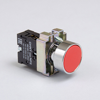 574843 | Кнопка NP2-BA41, красная, металл, 1НЗ, IP40, Chint