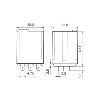 623391250300 | Реле с клеммами в розетку или наконечники Faston 187 серии 62.33, управление 125В DC, контакты AgCdO, Finder