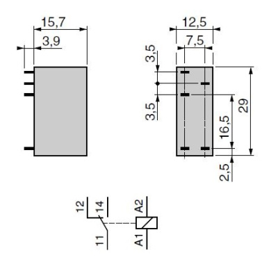 RSB1A120ED | Миниатюрное реле, серия RSB, 48В DC, 12А, 1CO, Schneider Electric